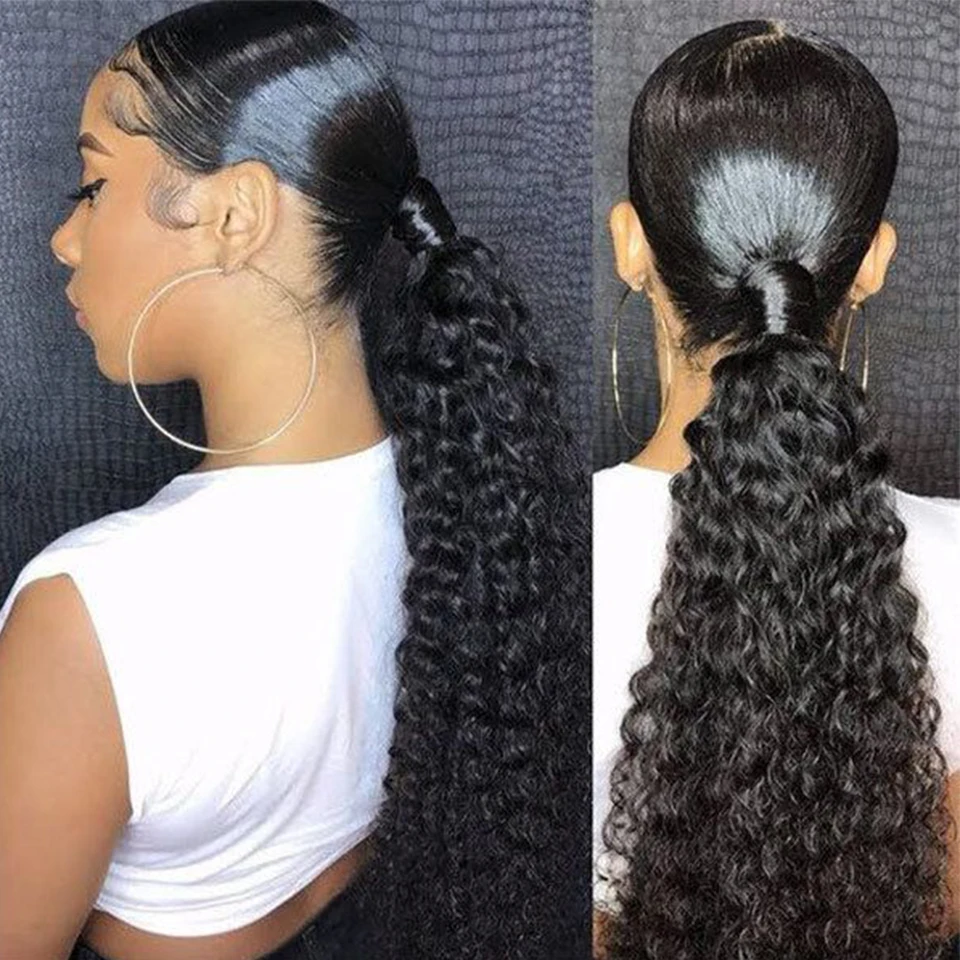 Cola de caballo 100G de cabello humano Remy liso para envolver, extensión de cola de caballo de 10"-32" para mujer 2