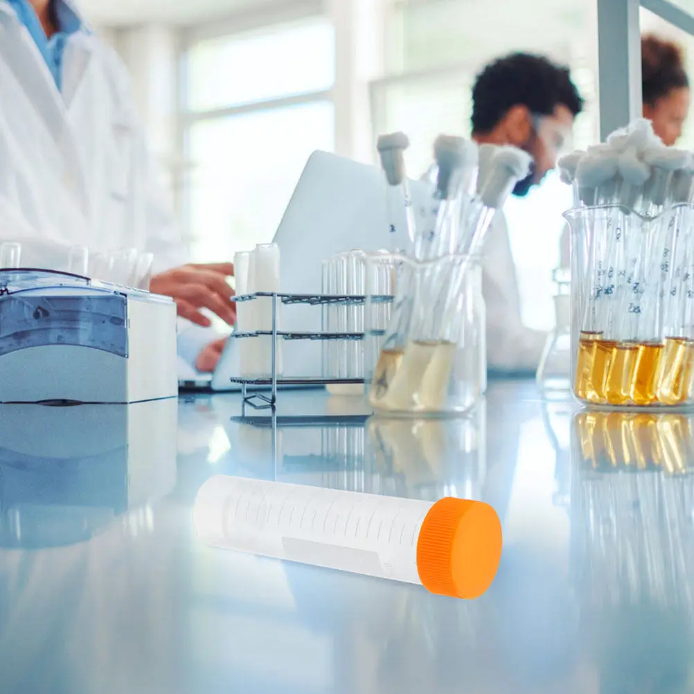 10Pcs Screw Cap Centrifuge Tubes 50Ml Polypropylene Lab Test Vials Leakproof Sample Storage 50 Ml Bottles with Caps