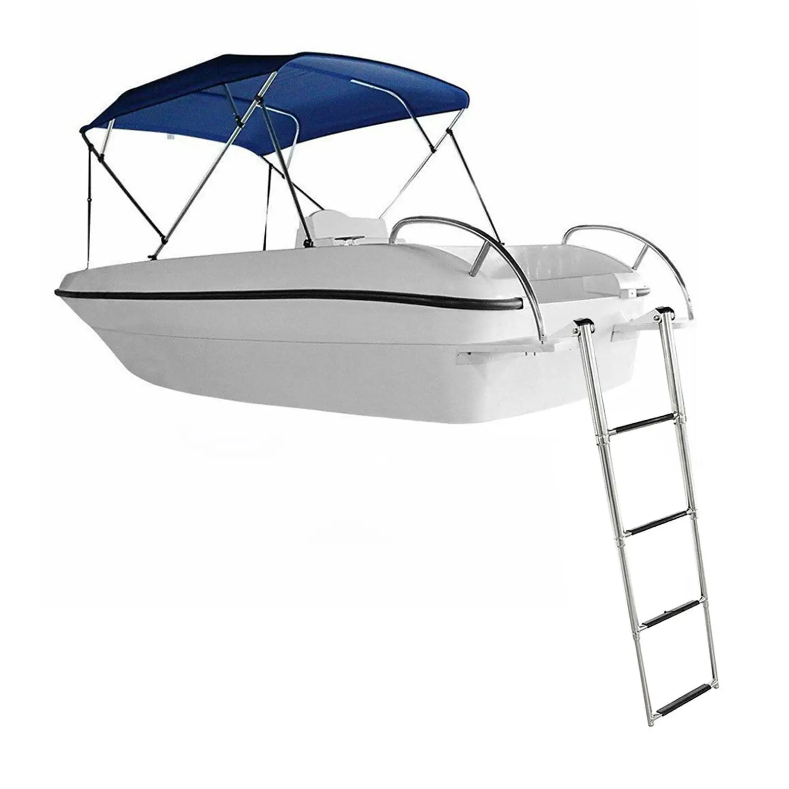 Stainless Steel 4 Step Boat Ladder Telescopic Anti Slip Folding Boarding Ladder for Yacht Dock
