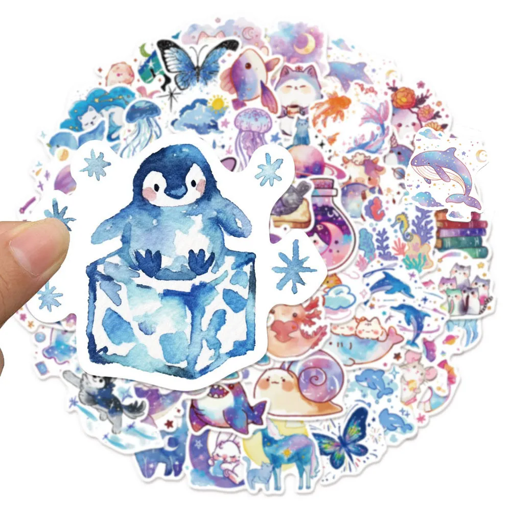 

10/30/50pcs Kawaii Cartoon Watercolor Animal Stickers Decals DIY Fridge Phone Notebook Laptop Decoration Sticker for Kids Toys