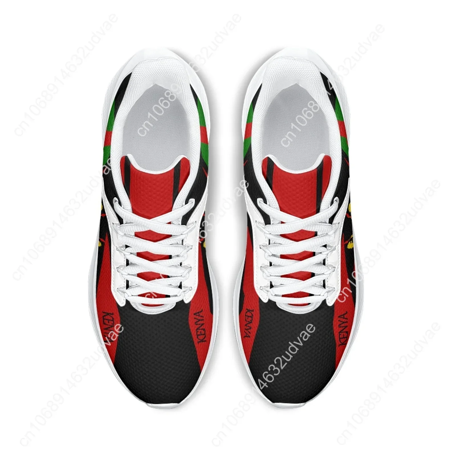 Kenya Flag Sneakers Lightweight Lace-up Comfortable Summer Casual Sneakers White Lace-up Tennis Shoes Footwear