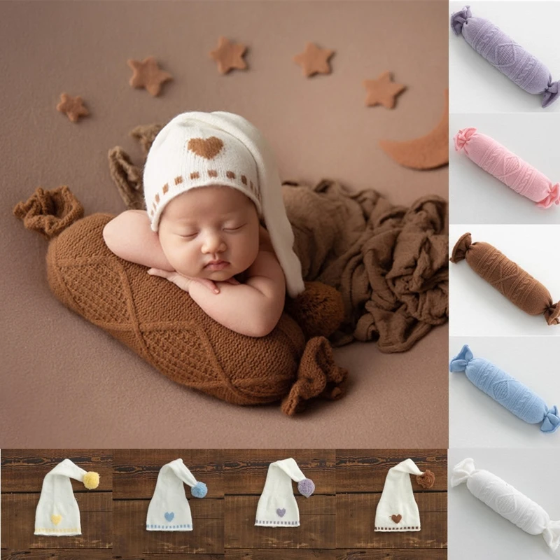 

Newborn Photography Hat Posing Props Candy Cuddle Pillow Photoshooting Costume Baby Boys Girls Photo Background 40JC