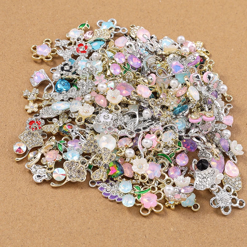 10pcs Random Mix Crystal Flower Charms Pendants for Necklace Earrings Bracelet DIY Jewelry Making Handmade Accessories Supplies
