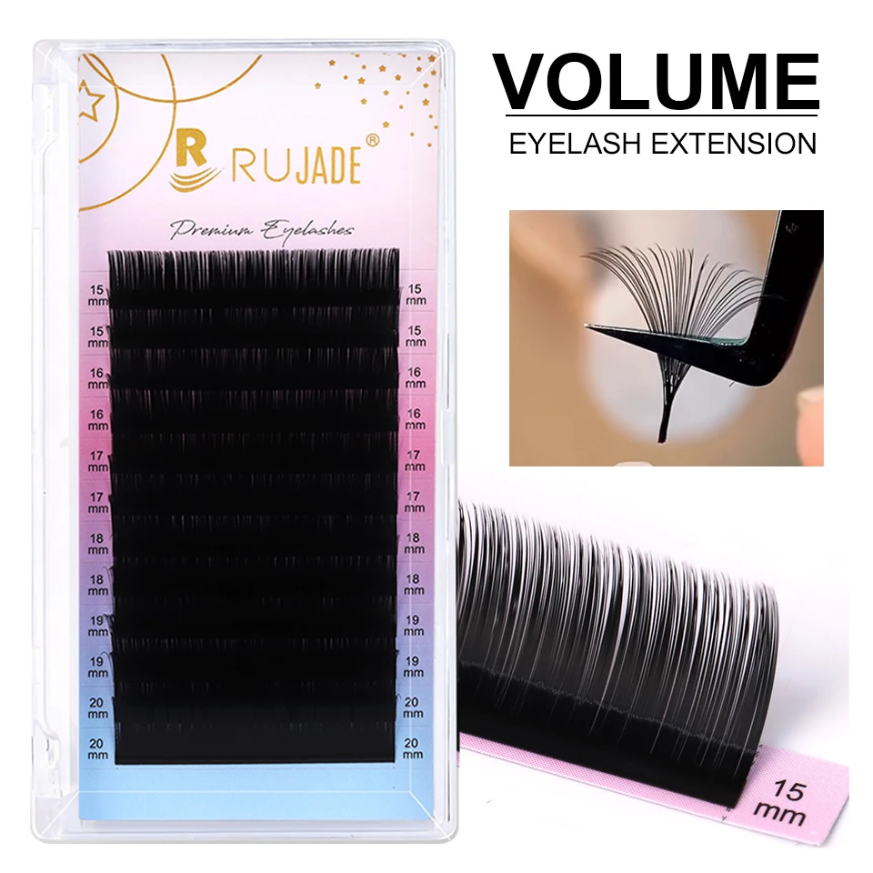 RUJADE 0.03 0.05 0.07 0.10 Cashmere Volume Eyelash Extensions Matte Black 5-25mm Soft Classic Individual Lashes Tray Faux Cilios