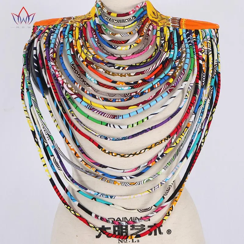 2023 Ankara Beautiful Multi Strand Necklace African Bold Colorful Long Exotic Jewelry Anfrica Handmade Long Collier WYB181