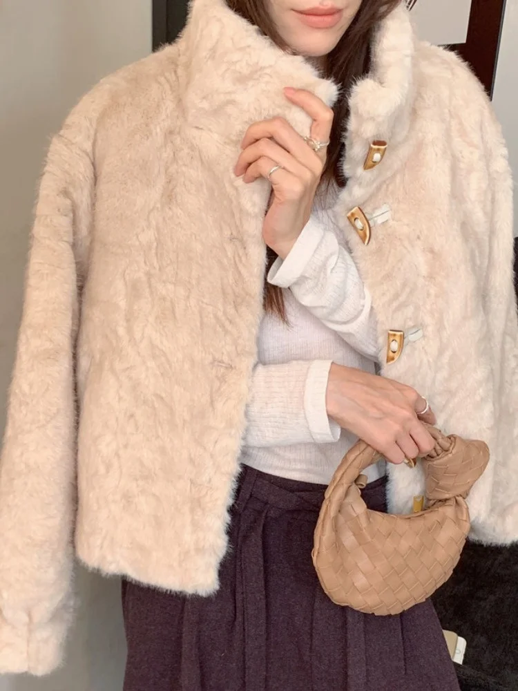 

Thickened Winter Outerwear Women's Stand Collar Sheepskin Jacket Spring Autumn Winter Season Commute Style Regular Fit Cotton