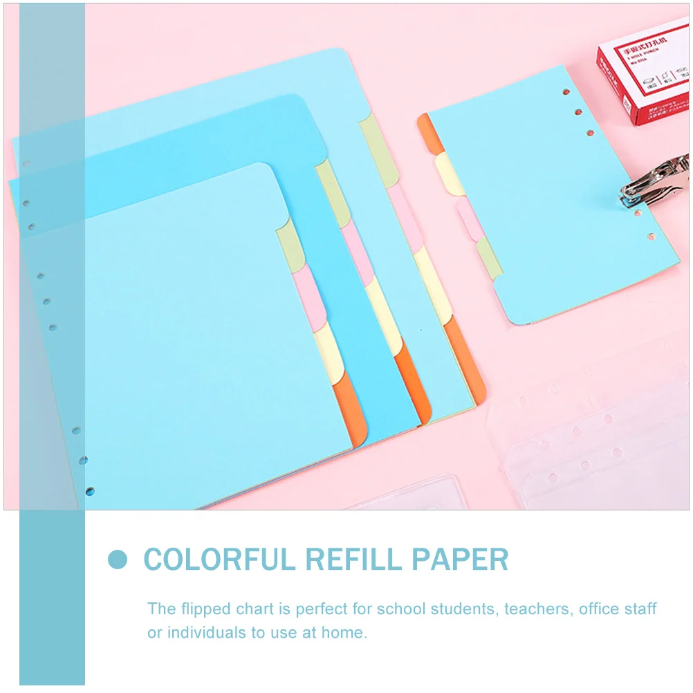 5 Pcs Index Paper Label Colorful Refill Binder Divider Notebook Loose-leaf Jam File School Cards