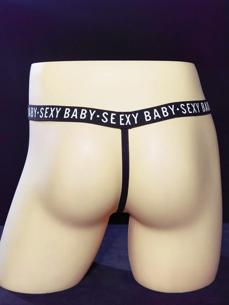 Men\'s wide waistband SEXY BABY thong sexy underwear O-ring underwear penis hole underwear bikini invisible underwear mini under