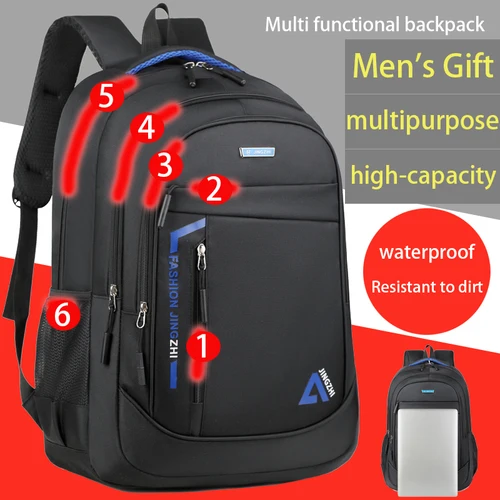 Imagen 1 del producto Mochila de moda para hombre: gran capacidad, bolso multifuncional de viaje y portátil, bolso multifuncional para ocio, negocios