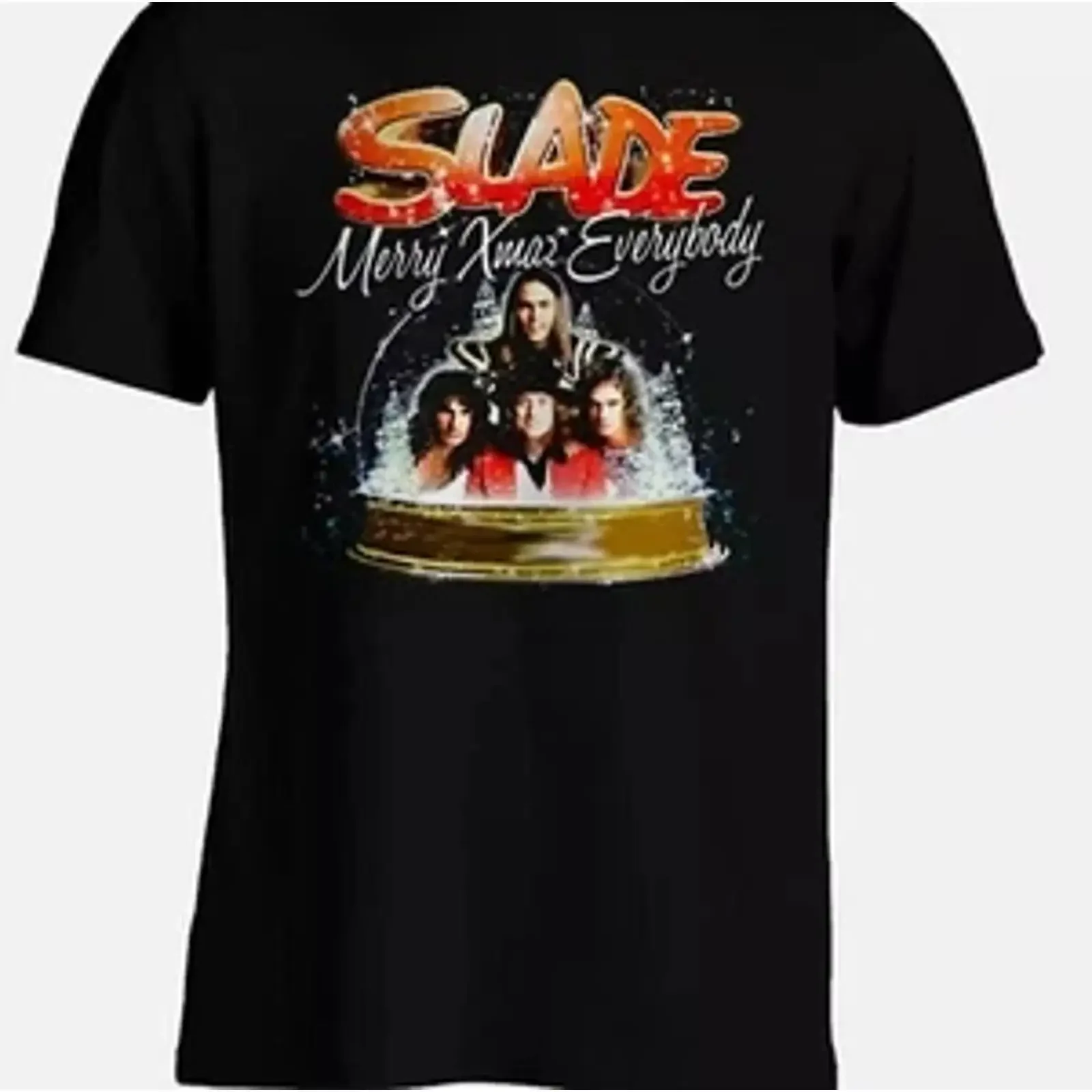 Slade band Merry Christmas T shirt Black All Sizes S to 5XL vintage Washed Top For Everyday Wear Casual homme Versatile