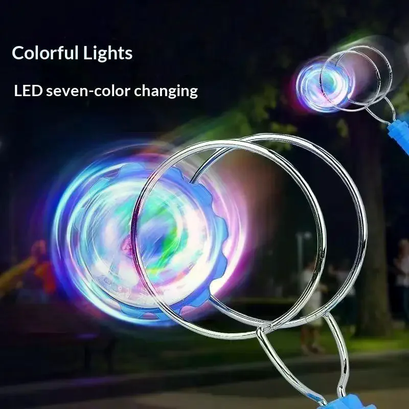 1 Set LED Magnetic Orbit Gyroscope Toy, Magic Spinning Top with Rail for Kids Gift