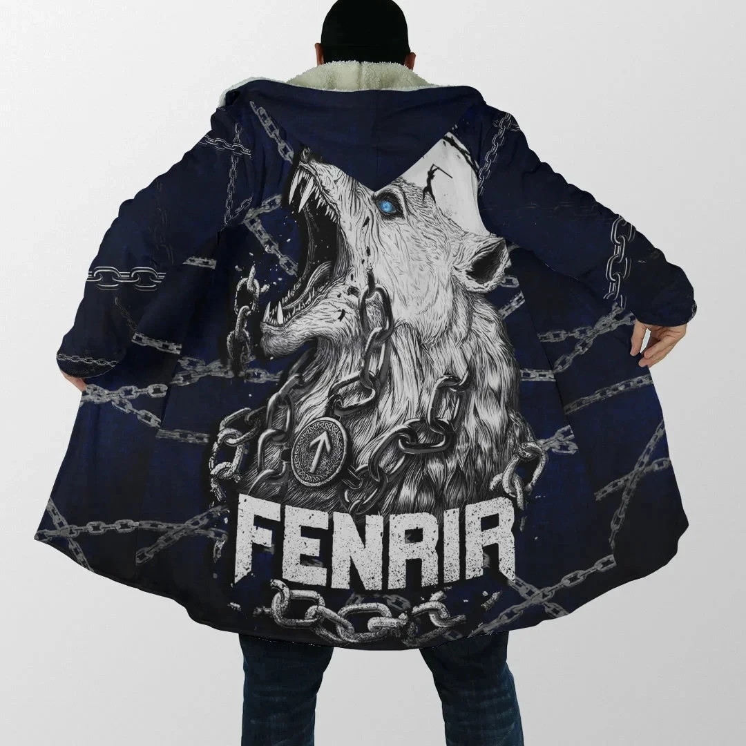 

Men's Winter Cloak The Cat Compass Vegvisir Rune Tattoo 3D Printed Men's Wool Hooded Cloak Neutral Casual Thick Warm Cloak Q0316