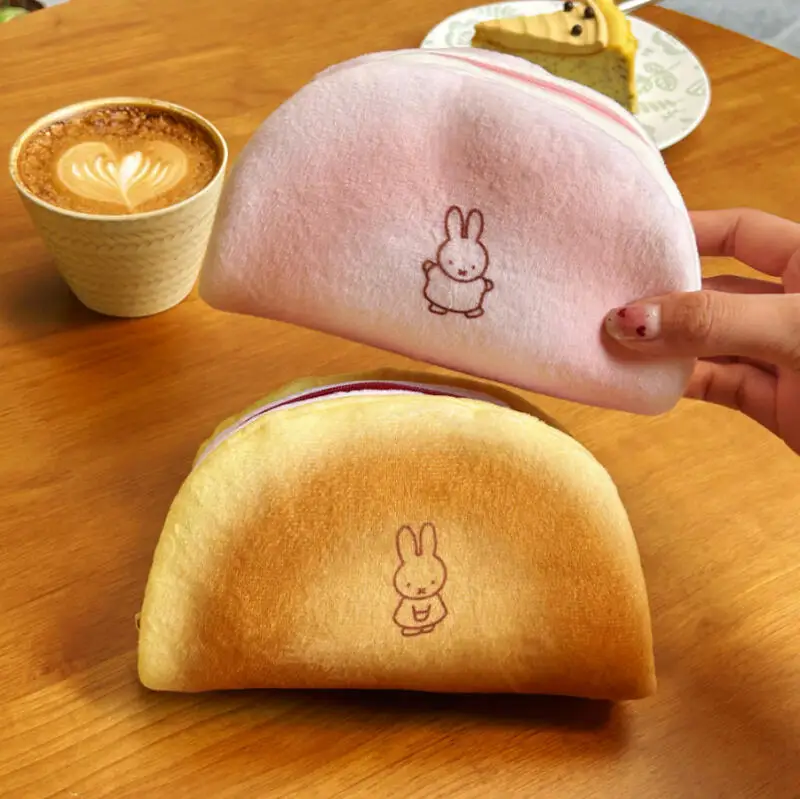 Kawaii Cartoon Miffy Rabbit Coin Purse Wallet Creative Peripheral Bread Makeup Storage Bag Pencil Case Friends Birthday Gift