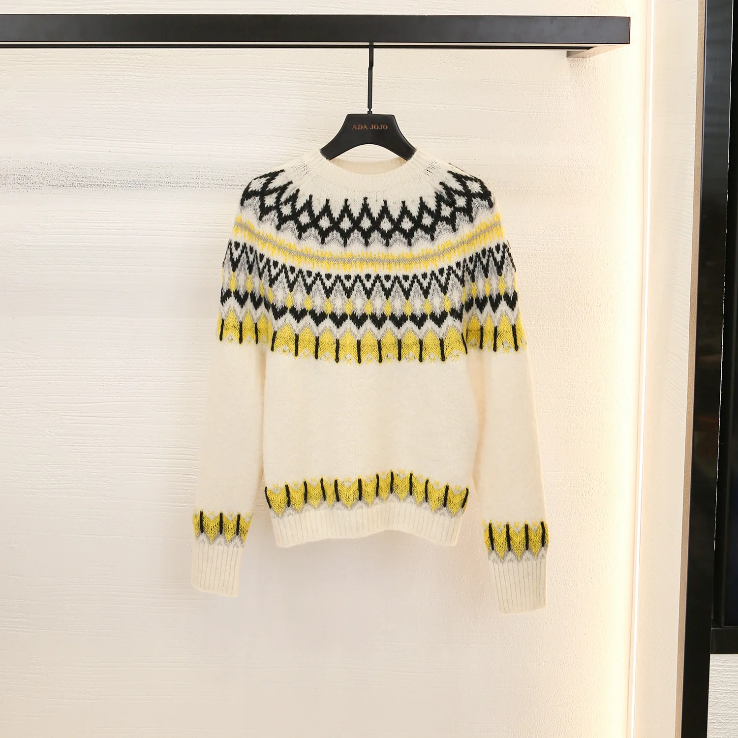 

Вязаный свитер MaSandeM с круглым вырезом и длинными рукавами, свободного кроя, с разноцветным узором, осенне-зимняя новинка, женский модный топ