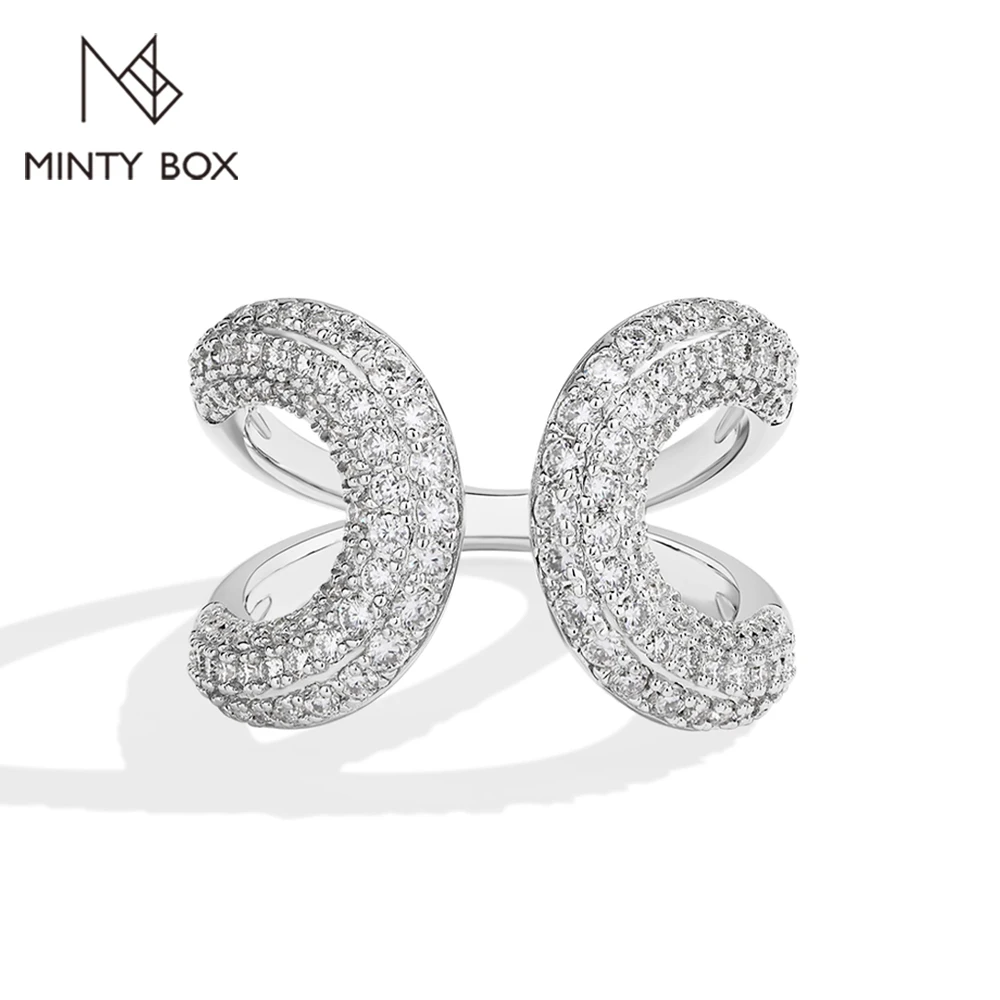 

MINTYBOX S925 Sterling Silver Moissanite Band Rings for Women Lab Diamond Stackable Ring Luxury Wedding Jewelry Gift