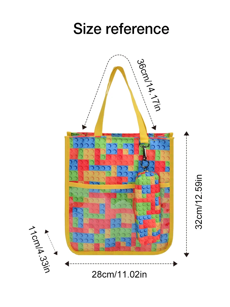 Kids Cute Tote Bags for Boys Girls Ages 4-16,Handbags with Pencil Case, Book Tote Bags with Zipper for School and Playtime