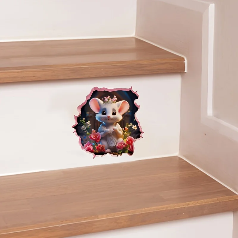 Симпатичная наклейка на стену с отверстием в виде мыши-водостойкая наклейка для украшения детской комнаты, настенная роспись для спальни, дома, обои для детской комнаты, наклейки S378