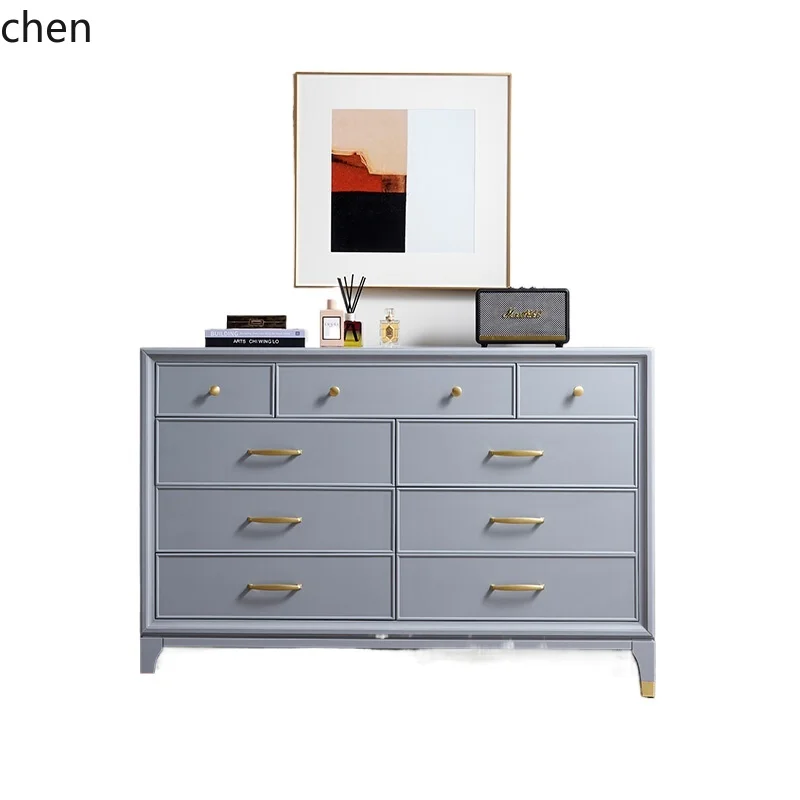 HXL light luxury solid wood nine-chest bedroom gray seven-chest living room