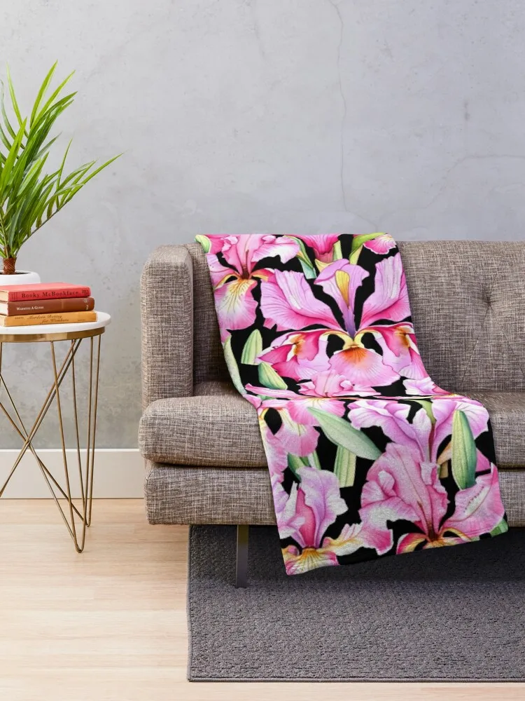 Pink Iris - Affection and Appreciation Cluster Pattern Throw Blanket Thin Blankets For Bed Blankets