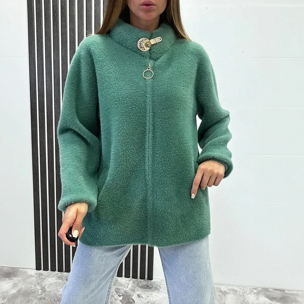 

Женская свободная открытая куртка-кардиган, осень-зима, новый стиль, теплая меховая верхняя одежда, модная повседневная удобная верхняя одежда