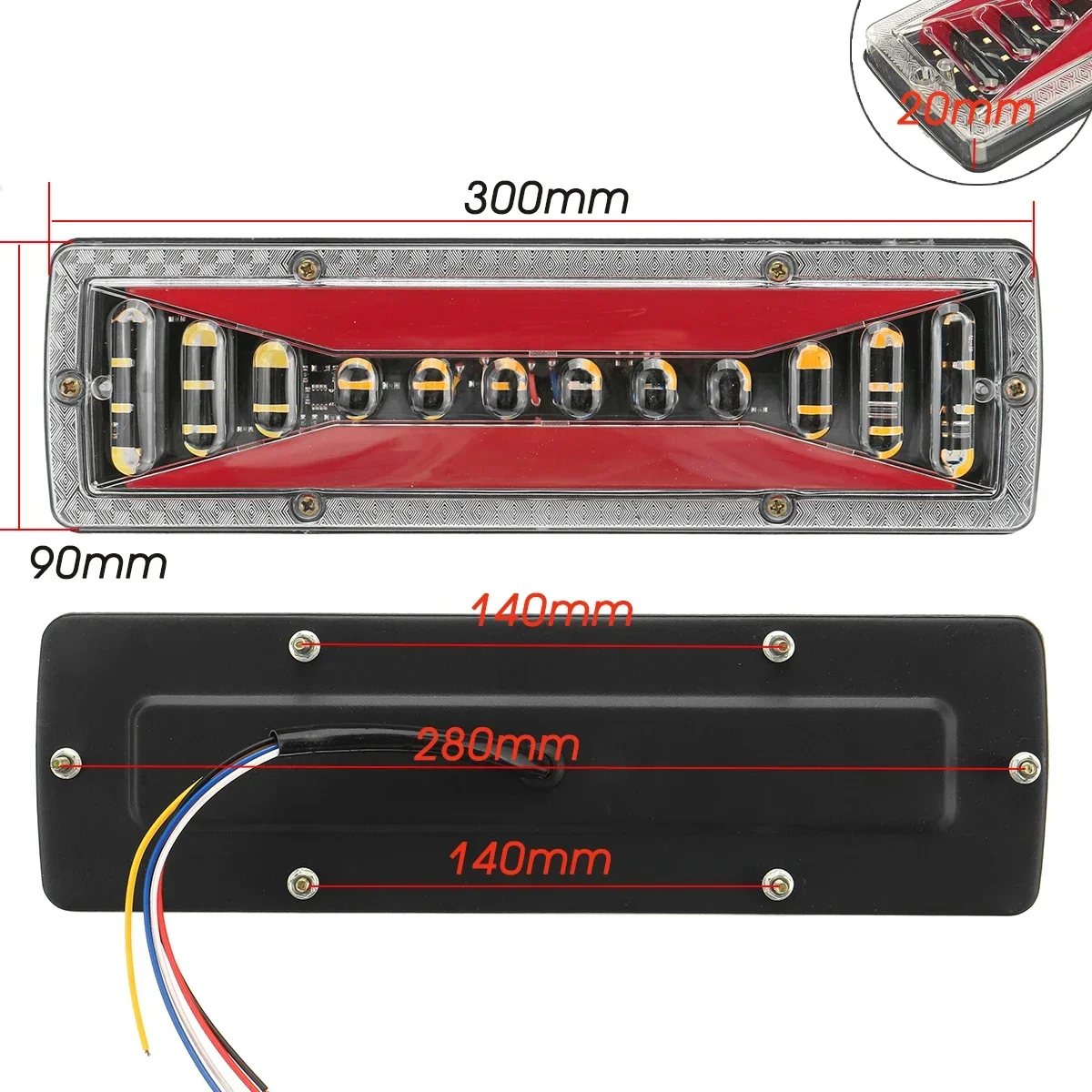 2개 12V LED 다이나믹 트럭 자동차 테일 라이트 방향 지시등 후방 브레이크 라이트 후진 신호등 트레일러 트럭 캠퍼스 버스용