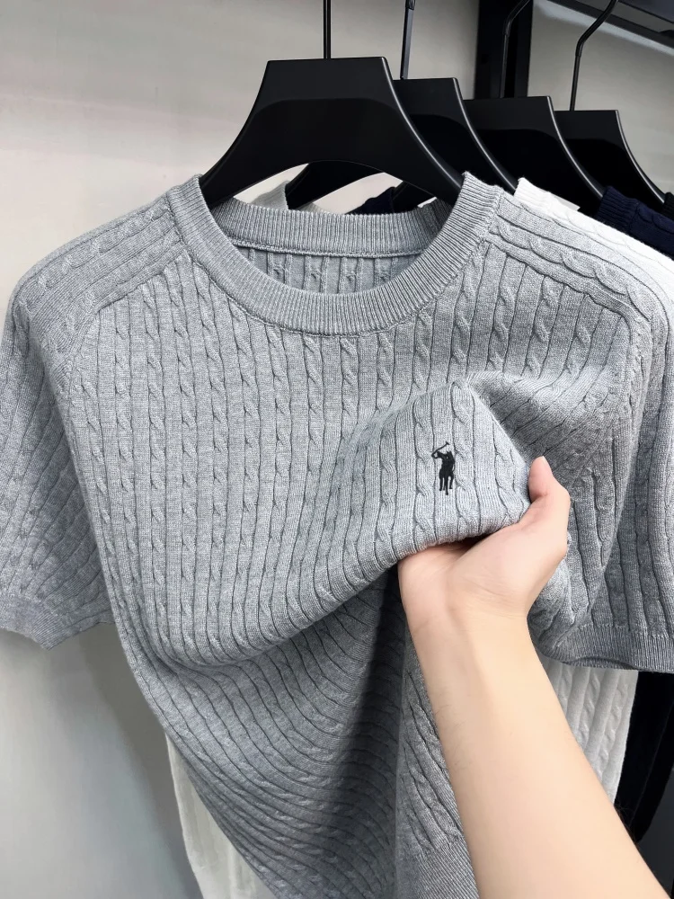 High end boutique knitted short sleeve men new fashion designer brand Paul embroidery summer breathable golf round neck T-shirt