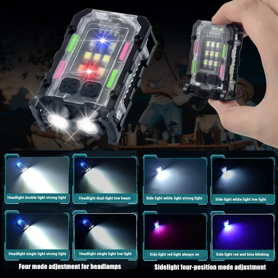 Mini lampe de poche LED aste de type C, 8 modes d'éclairage, torche avec clip hap, queue magnétique, lampe de poche d'urgence extérieure, injuste