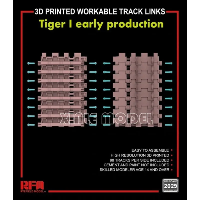 

Модель Ryefield, 3D-печать RM-2029, подвижный трековый набор для ранней модели Tiger I (сделанный 3D-принтер) 1/35