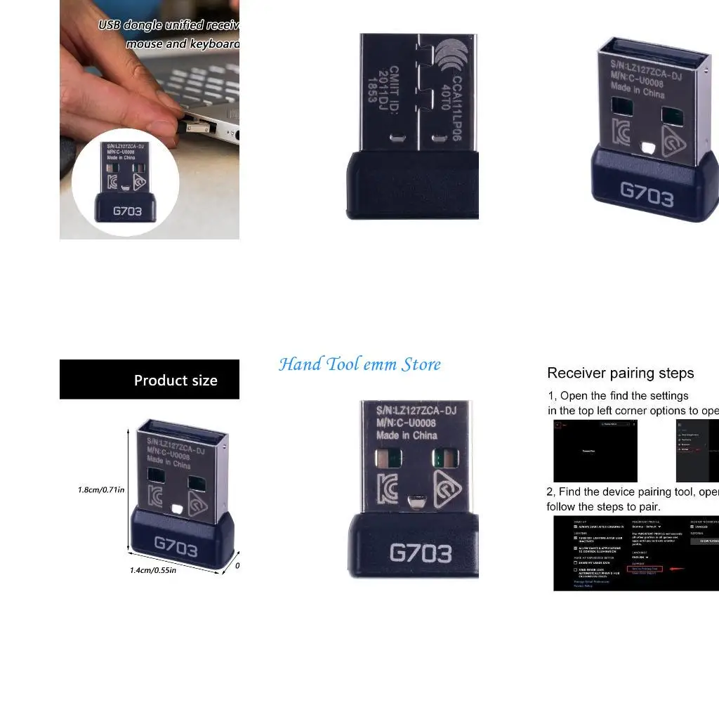 

H37F Reliable USB Mouse Receiver Universal Compatibility For G703 Mouse Robusts Plastic Metal Housing Portable Design