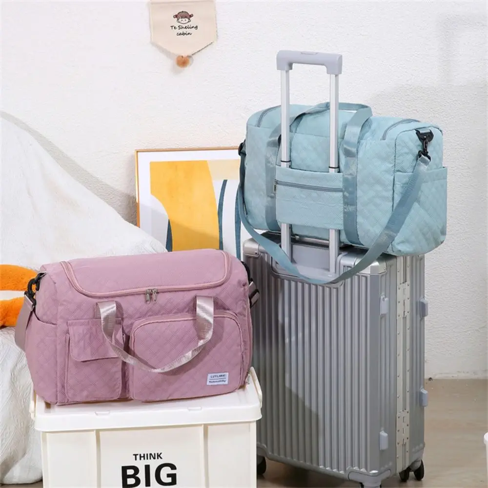 

Portable Oxford Travel Duffel Bag Foldable Short Distance Travel Luggage Bag Sturdy Solid Color Large Capacity Handbag Sports