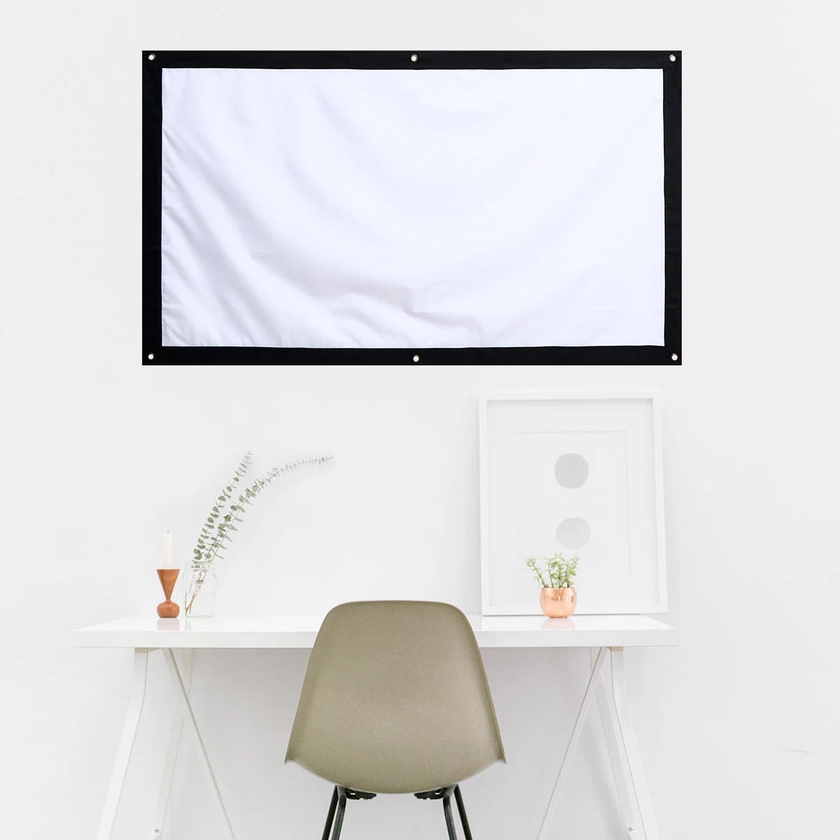 

Folding Portable Projection Screen 100-inch HD Projector Curtain Wall Ceiling Mount Space-saving Transparent Design