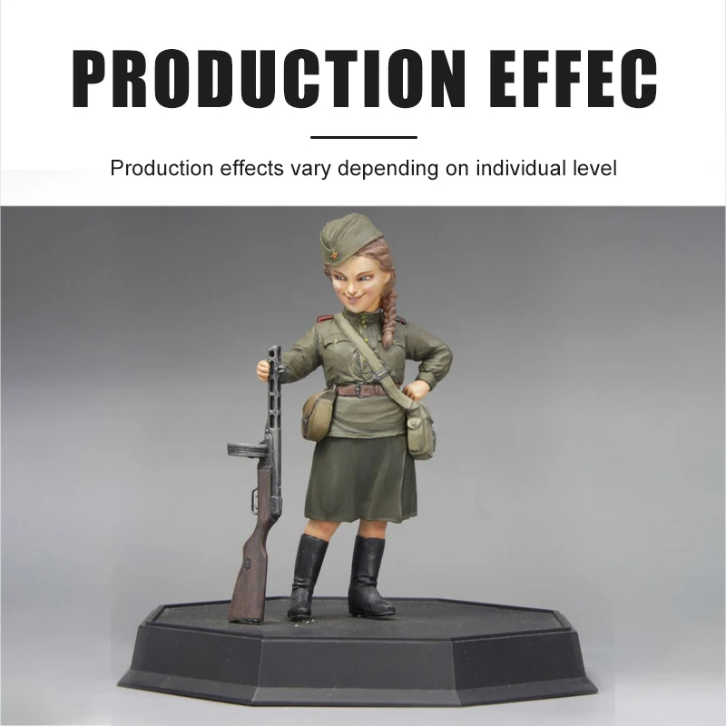 Fine Molds Assembled Model Kit FT4 Soviet Army Infantry Woman and PPSh 1941 Submachine gun 1/12