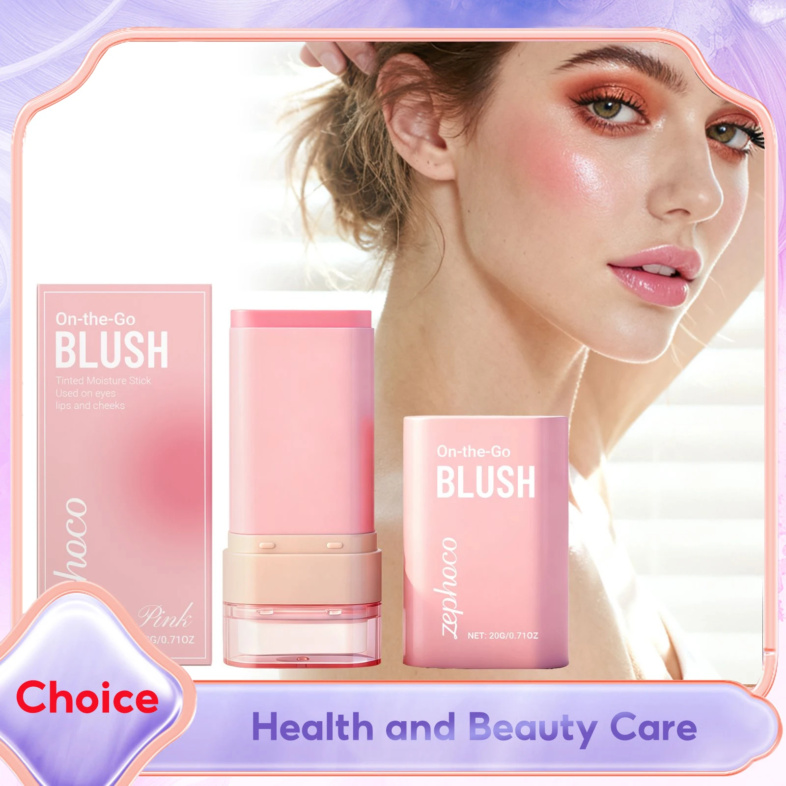 

On-the-Glow Blush Hydrating Tinted Blush Stick for Cheek Lips Face Makeup Waterproof Brightening Solid Moisturizer Blusher Cream