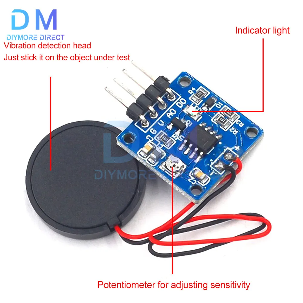 DC5V Piezoelectric Shock Tap Sensor Vibration Switch Module Piezoelectric Sheet Percussion Vibration Sensor