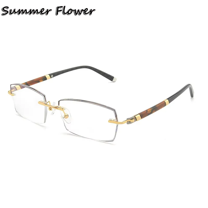 

Gold Color Eye Frames Men oculos de grau masculino armacao Rimless Myopia Clear Prescription Glasses Spectacle Frames Eyewear