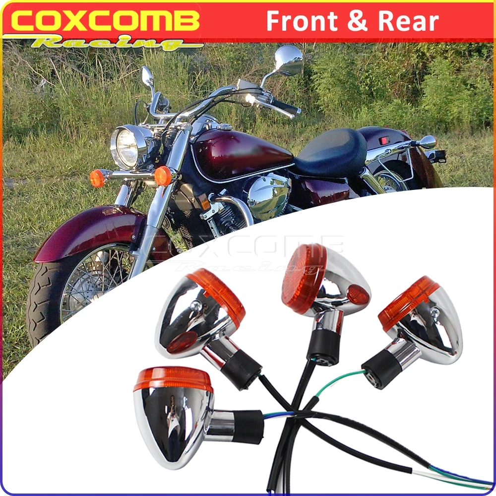 

Motorcycle Front Rear Turn Signal Light Lamp Indicator Amber Blinker Flashing Lighting For Honda Shadow VT 400 750 VT400 VT750