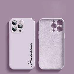 Customized Personalized Name Case For Iphone 16 15 14 13 12 11 Pro Max Plus Luxury Original Soft Liquid Silicone DIY Cover 16