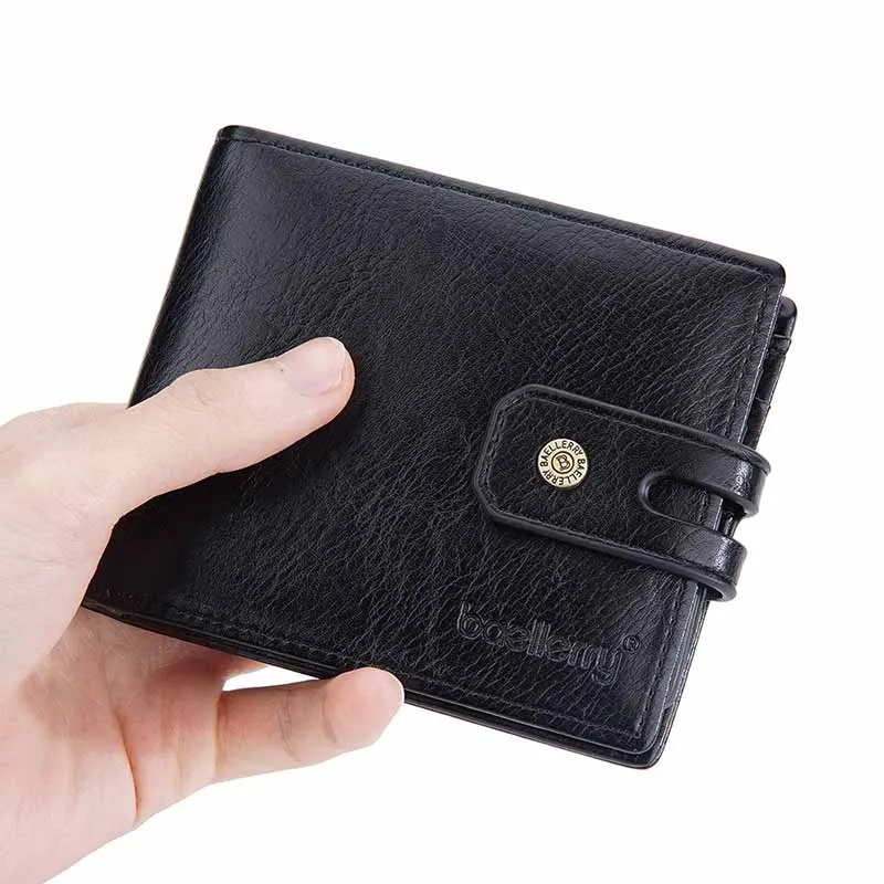 

2025 New Men Slim Bifold Wallets Leather Multiple Card Holder Purses with Driver License ID Windows Man Short Wallet Coin Pouch