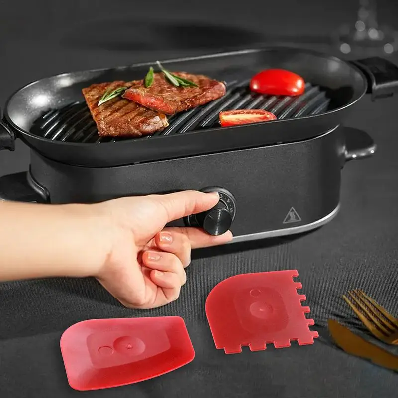 2pcs/set Grill Pan Scrapers Cast Iron Skillets Frying Pan Cleaners Nonstick Grilloven Waffle Grease Kitchen Scrapper For Kitchen