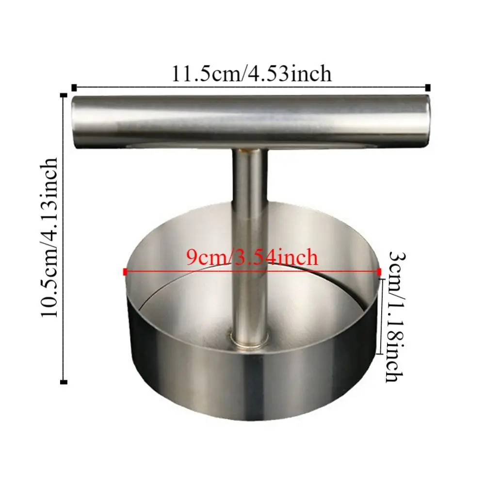 Espessura ajustável de aço inoxidável hambúrguer imprensa redonda antiaderente hambúrguer patty fabricante criativo durável hambúrguer smasher porco