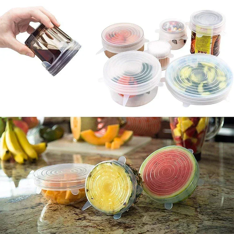 Silicone Stretch Lid Kitchen Accessories Can Be Reused Food Cover Plastic Wrap Cover Fresh-keeping Sealed Bowl Storage Home