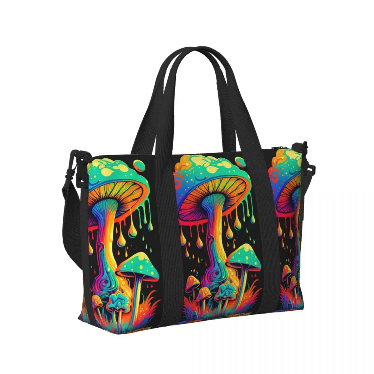 

Mystical Fungi Magic Mushroom Psychedelic Trippy Beach Travel Bag Tote Bags for Gym Sport Women Shopping Duffle Shoulder Bag