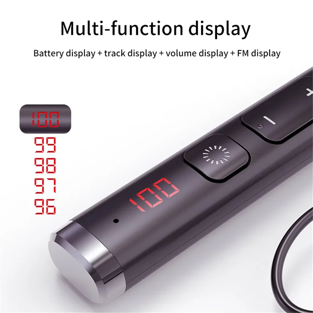 سماعات بلوتوث 5.0 سماعات بشريط حول الرقبة سماعات لاسلكية HiFi ستيريو للحد من الضوضاء سماعات أذن تدعم BT TF بطاقة راديو FM