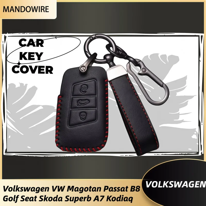 

Fashion Leather Car Key Case Cover For Volkswagen VW Tiguan MK2 Magotan Passat B8 CC For Skoda Superb A7 Keychain Accessories