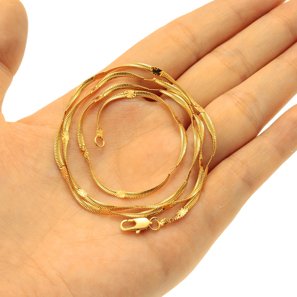 50cm Link Chain for Women Girls Gold Color Chain Necklaces Jewelry Wedding Gifts Wholesale Cheap Price