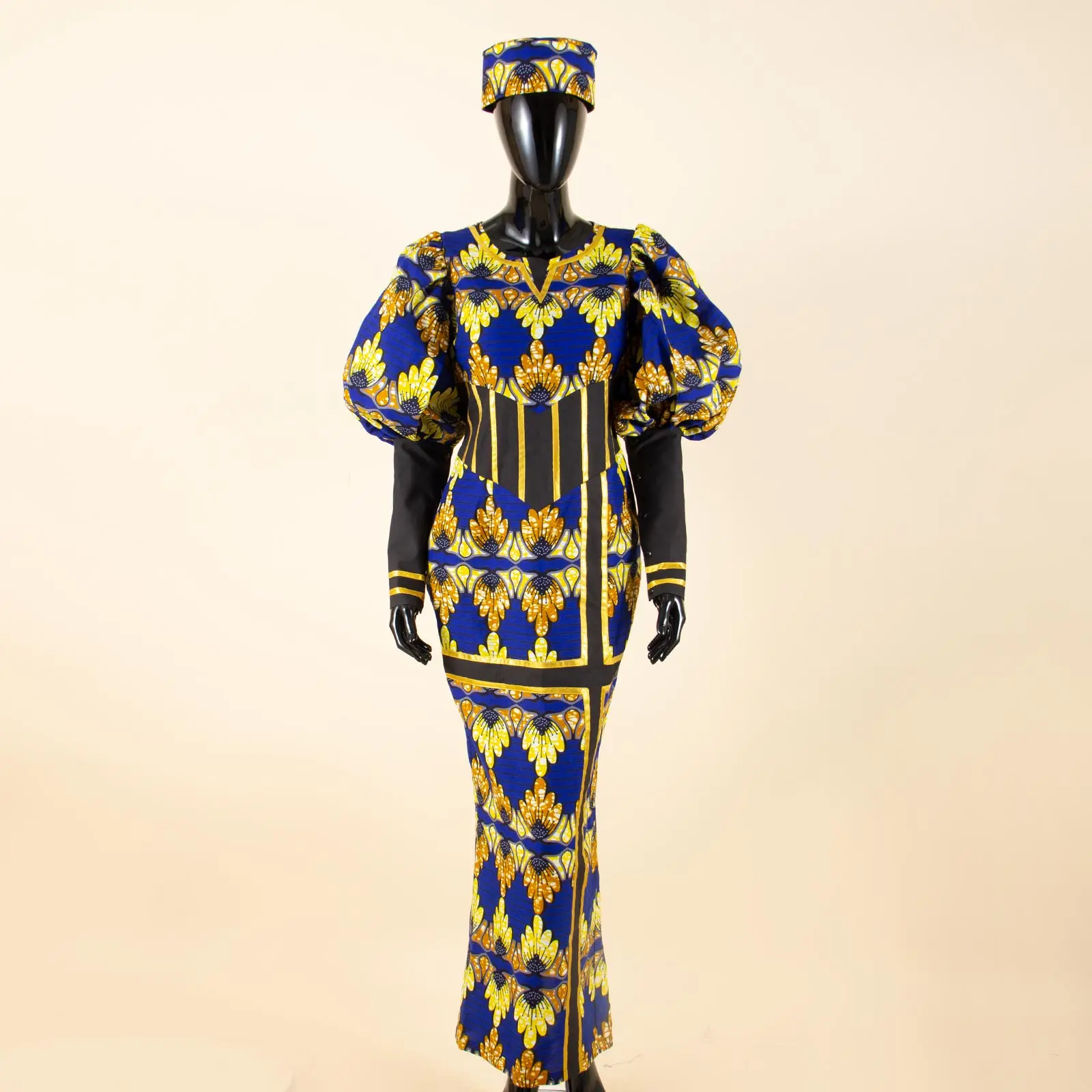 African Party Dresses for Women Luxury Ankara Print Puff Sleeve Slim Fit Dress Women Dress Wedding Birthday Gown 2425203