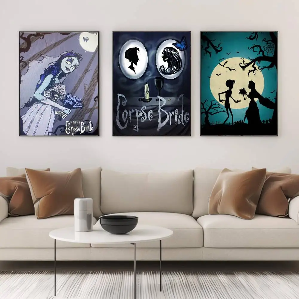 تيم بيرتون جثة العروس ملصق الفيلم ملصقات الفن جداريات حائطية ديكور لعبة غرفة ديكور الهدايا Kawaii HD اللوحة سيارات القط
