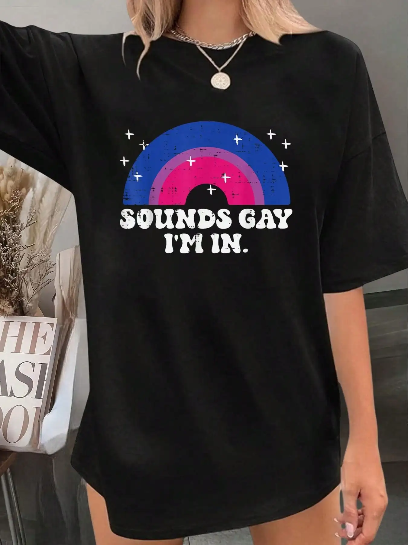 Bisexual Rainbow Sounds Gay Bi Pride Flag LGBTQ Women Men T-Shirt - Graphic Tees Festival Outfits For Women, Tops For Summer, Top De Mujer Women Summer Clothes