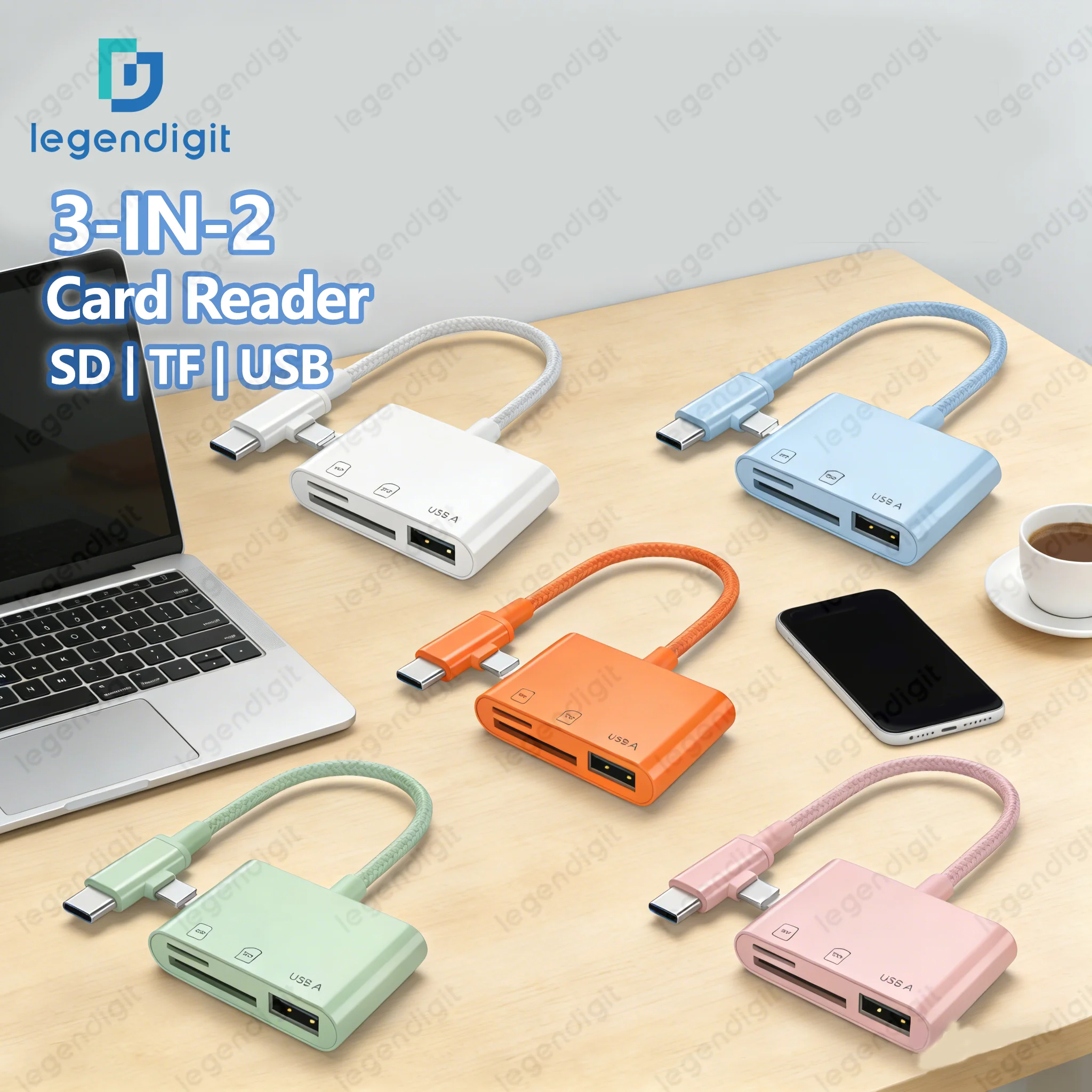 SD Card Reader for iPhone 3in2 USB C to SD TF Card Reader Micro SD Digital Camera Adapter for iPhone Trail Camera Android Phone