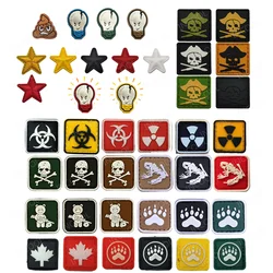 Mini Size PVC Small Patch Maple Leaf Pirate Skull Bear Frog Radiation Rubber Badges Airsoft Lamp Stars Patches For Cap Hat Bag